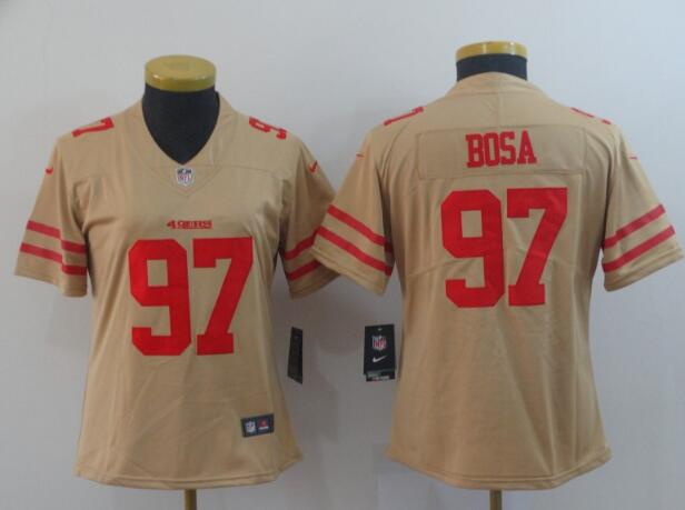 Women San Francisco 49ers 97 Nick Bosa Stitched Nike Gold Inverted Legend Jersey