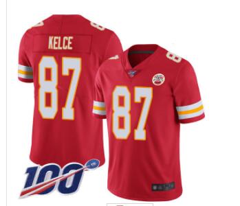 Nike Chiefs #87 Travis Kelce Red Team Color Men's Stitched NFL 100th Season Vapor Limited Jersey