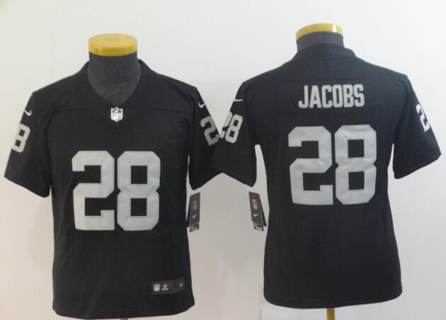 Youth Raiders #28 Josh Jacobs Black Team Color Men's Stitched Jersey