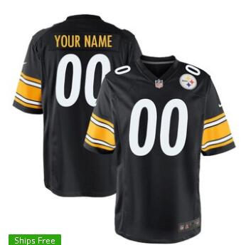 Men's Pittsburgh Steelers Nike Black Custom Stithed Jersey