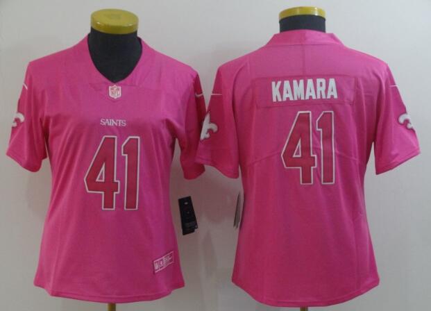 Women Pink New Nike New Orleans Saints 41 Kamara Jersey