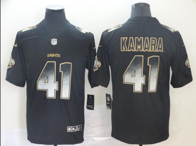 Saints #41 Alvin Kamara Black Gold Men's Stitched Football Vapor Untouchable Limited Jersey