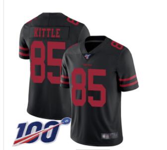 49ers #85 George Kittle Black Alternate Men's Stitched Football 100th Season Vapor Limited Jersey