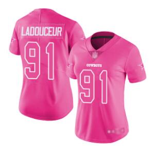 Dallas Cowboys #91 L. P. Ladouceur Women's Pink Limited Rush Fashion Football Jersey