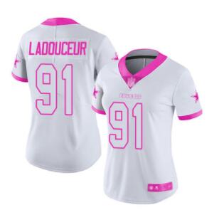 Dallas Cowboys #91 L. P. Ladouceur Women's White Pink Limited Rush Fashion Football Jersey