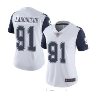 Dallas Cowboys #91 L. P. Ladouceur Women's White Limited Rush Vapor Untouchable Football Jersey