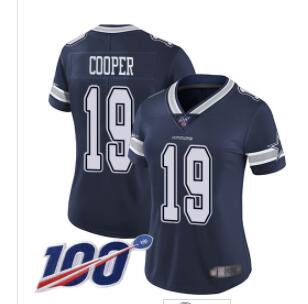 Nike Cowboys #19 Amari Cooper Navy Blue Team Color Women's Stitched NFL 100th Season Vapor Limited Jersey