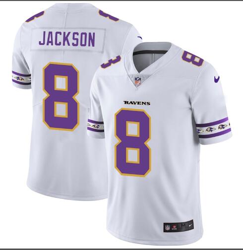 Baltimore Ravens #8 Lamar Jackson Nike White Team Logo Vapor Limited NFL Jersey