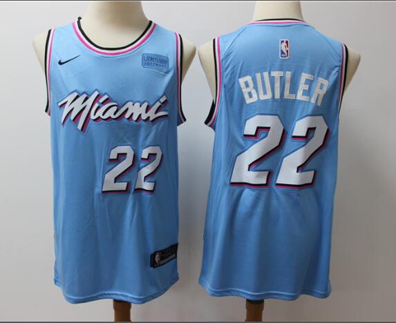 Miami Heat Men's 22 Jimmy Butler Light Blue Jersey