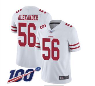 Nike 49ers #56 Kwon Alexander White Men's Stitched NFL 100th Season Vapor Limited Jersey