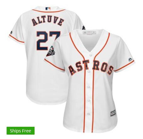 Women's Houston Astros Jose Altuve Majestic White 2019 World Series Bound Official Cool Base Player Jersey