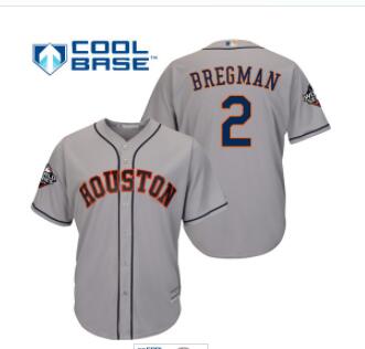 Astros #2 Alex Bregman Grey New Cool Base 2019 World Series Bound Stitched Baseball Jersey