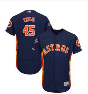 Astros #45 Gerrit Cole Navy Blue Flexbase Authentic Collection 2019 World Series Bound Stitched Baseball Jersey