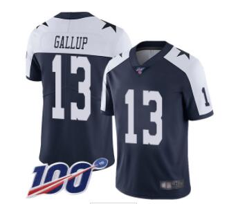 Nike Cowboys #13 Michael Gallup Navy Blue Thanksgiving Men's Stitched NFL 100th Season Vapor Throwback Limited Jersey