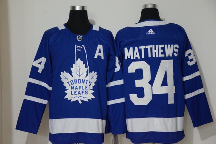 Adidas Maple Leafs #34 Auston Matthews Blue  men's Stitched NHL Jersey