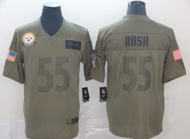 Steelers #55 Devin Bush Green Men's Stitched Football Limited  Salute to Service Jersey