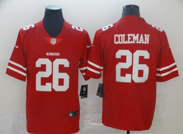 Men's Nike Tevin Coleman Scarlet San Francisco 49ers StitchedJersey