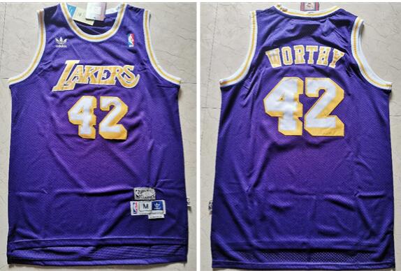 Men's Los Angeles Lakers Artest Worthy 42 stitched jersey Purple