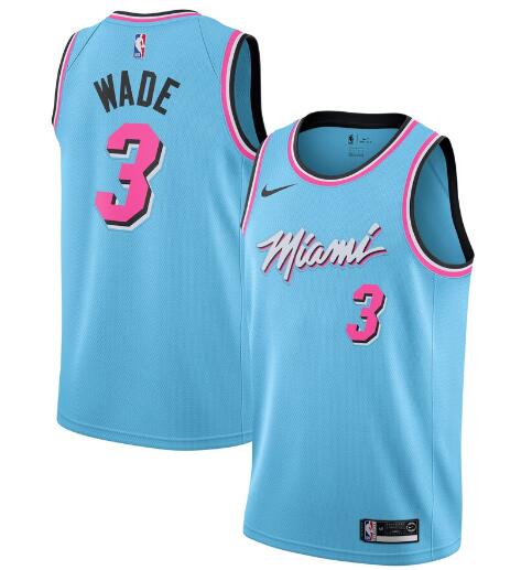 19-20 New Men's Miami Heat #3 Dwyane Wade Blue Basketball Jersey  City Edition