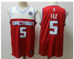 Men's Sacramento Kings #5 De'Aaron Fox Red 2020 Nike City Edition Swingman Jersey With The Sponsor Logo