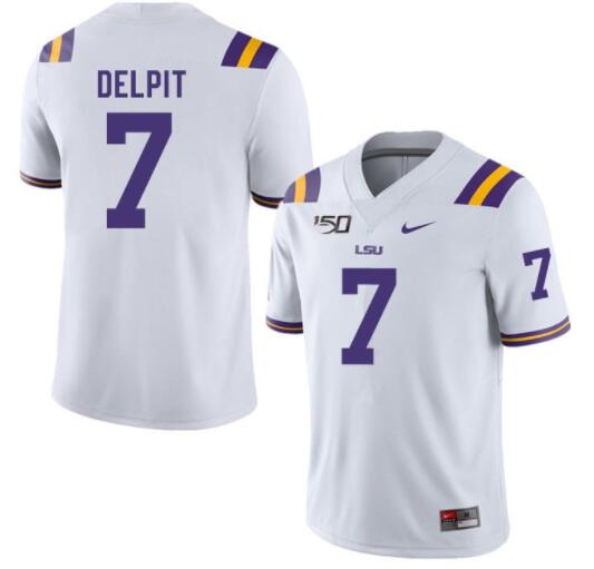 Men's LSU Tigers Grant Delpit 150th Anniversary White Jersey