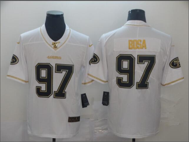 Men's Los Angeles Chargers #97 Joey Bosa  Golden Edition Jersey - White