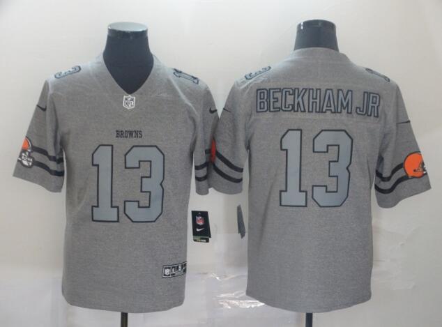 Nike Men Browns 13 Odell Beckham Jr. Gray stitched Jersey