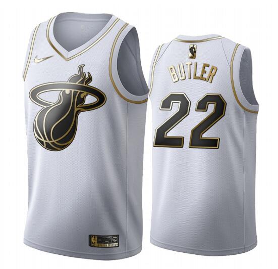 Men Miami Heat Men's 22 Jimmy Butler White 2019-20 Golden Edition Jersey