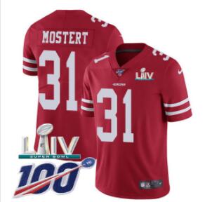 Nike 49ers #31 Raheem Mostert Red Super Bowl LIV 2020 Team Color Men's Stitched NFL 100th Season Vapor Untouchable Limited Jersey