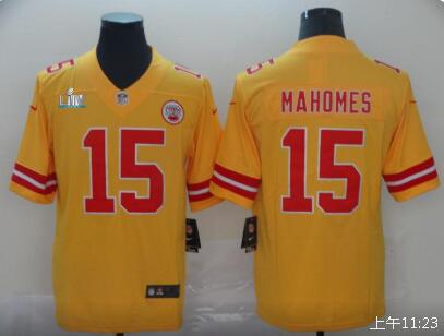 Nike Chiefs #15 Patrick Mahomes Gold Super Bowl LIV 2020 Men's Stitched NFL Limited Inverted Legend Jersey