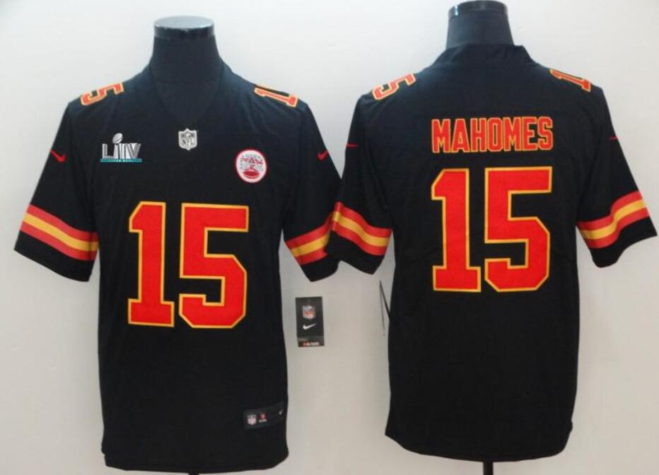 Nike Chiefs #15 Patrick Mahomes Black Super Bowl LIV 2020 Men Stitched NFL Limited Rush Jersey