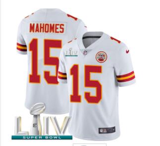 Nike Chiefs #15 Patrick Mahomes White Super Bowl LIV 2020 Youth Stitched NFL Vapor Untouchable Limited Jersey