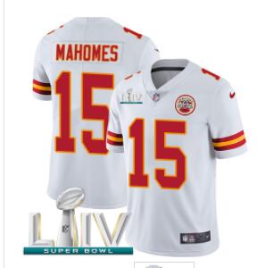 Nike Chiefs #15 Patrick Mahomes White Super Bowl LIV 2020 Men's Stitched NFL Vapor Untouchable Limited Jersey