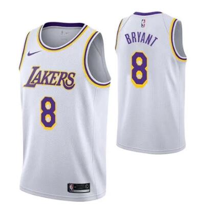 Men's Los Angeles Lakers #8 Kobe Bryant White basketball Jersey Stitched