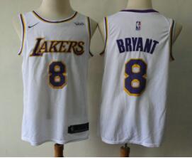 Men's Los Angeles Lakers #8 Kobe Bryant White 2018-2019 Nike Wish Swingman Stitched NBA Jersey