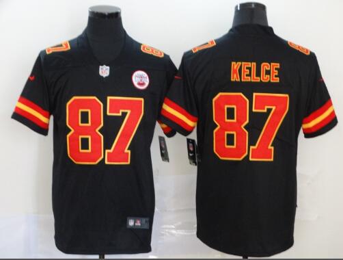 Men Nike Chiefs #87 Travis Kelce Black  Stitched NFL Limited Rush 100th Season Jersey