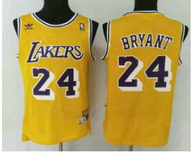 Men's Los Angeles Lakers #24 Kobe Bryant Yellow Hardwood Classics Soul Swingman Throwback Jersey