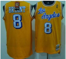 Los Angeles Lakers #8 Kobe Bryant Los Yellow Swingman Throwback Jersey