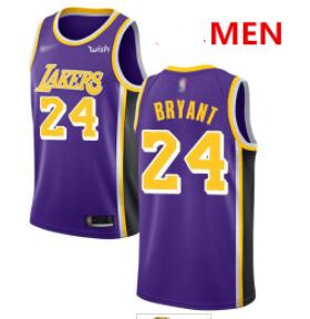 men's Los Angeles Lakers #24 Kobe Bryant Purple Basketball Swingman Statement Edition Jersey