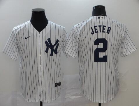 Men's New York Yankees #2 Derek Jeter White Home Stitched MLB Cool Base Nike Jersey