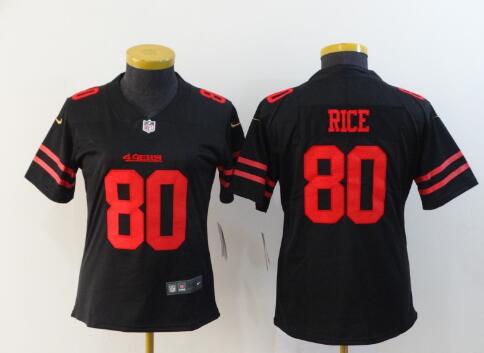 Nike 49ers #80 Jerry Rice Black  Women's Stitched  Vapor Limited Jersey