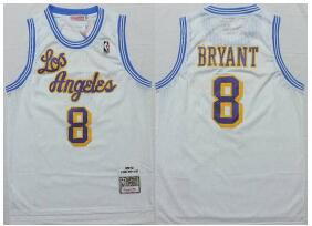 Men's Los Angeles Lakers #8 Kobe Bryant 1996-97 White Hardwood Classics Soul Swingman Throwback Jersey