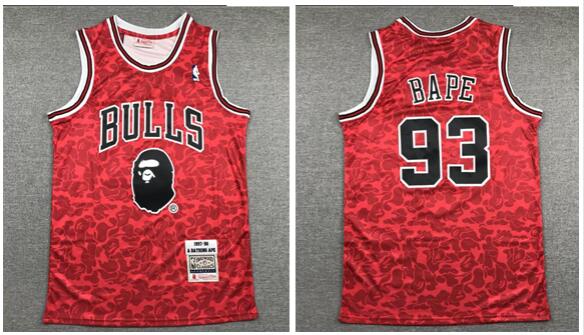 Bulls 93 Bape Red 1997-98 Hardwood Classics Jersey