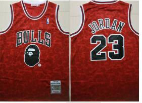 Bulls Bape 23 Michael Jordan Red 1997-98 Hardwood Classics Jersey