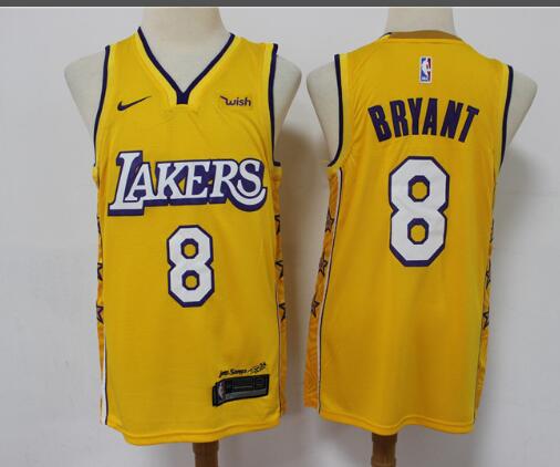 Los Angeles Lakers #8 Kobe Bryant Yellow  Men 2019-20 City Edition jersey