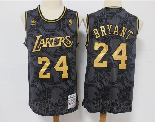 Lakers 24 Kobe Bryant Men Black Gold Retro Limited Edition Jersey