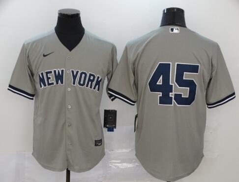 Men's New York Yankees #45 Gerrit Cole Gray No Name Stitched MLB Cool Base Nike Jersey