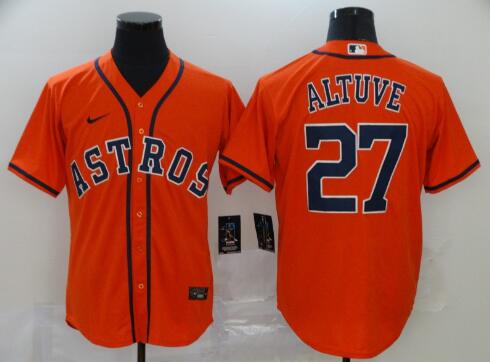 Men's Houston Astros #27 Jose Altuve Orange Stitched MLB Cool Base Nike Jersey