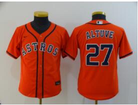 Youth Houston Astros #27 Jose Altuve Orange Stitched MLB Cool Base Nike Jersey