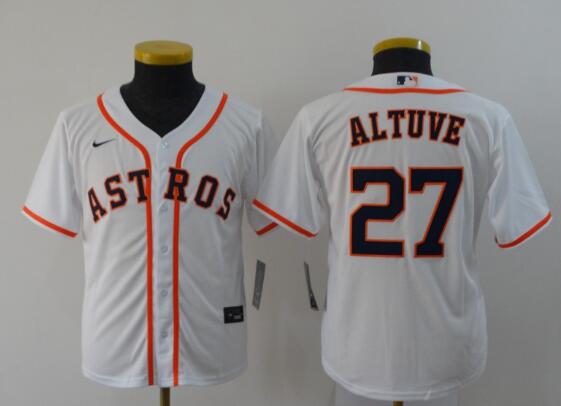 Youth Houston Astros #27 Jose Altuve White Stitched MLB  Nike Jersey